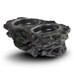 Terarijní závěsné krmítko s miskami 23x10x8cm – imitace skály