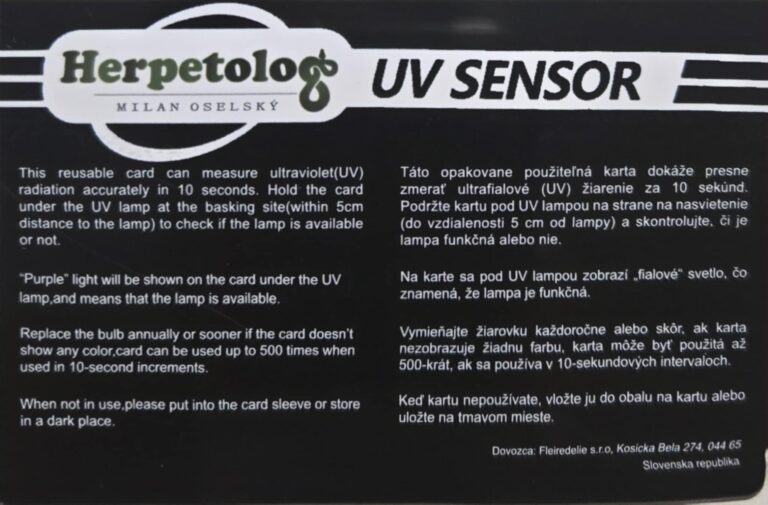 UV SENZOR – kontrolní karta