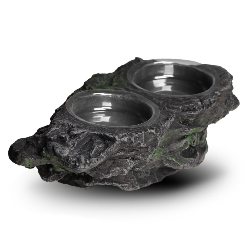Terarijní závěsné krmítko s miskami 23x10x8cm – imitace skály
