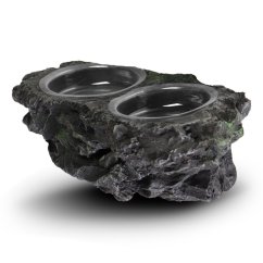 Terarijné závesné krmítko s miskami 23x10x8cm – imitácia skaly