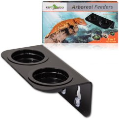 Terarijné stromové krmítko s miskami dvojité 15 × 8 × 6,2 cm (černé)