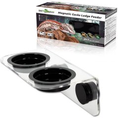 Terarijní magnetické krmítko dvojité + 6× miska (15 × 8 × 6,2 cm, černé/průhledné)