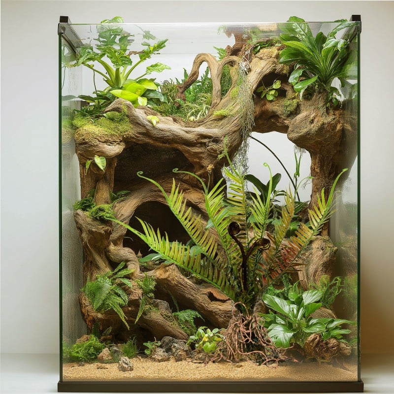 Velká umělá rostlina do terária - Kapradina 40×14×41 cm