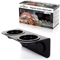 Terarijní magnetické krmítko dvojité + 6× miska (15 × 8 × 6,2 cm, černé/průhledné)