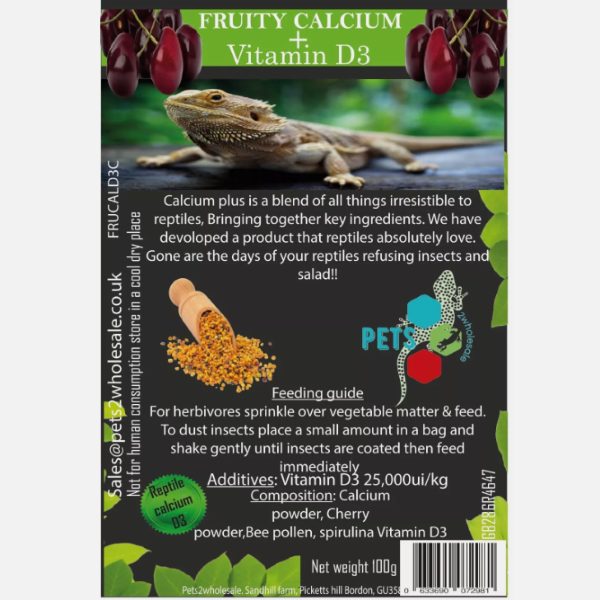 Ochucený vápník s D3 – (borůvka / třešeň / malina) - Velikost balení: 100g, Příchuť: Čerešňa (Cherry)