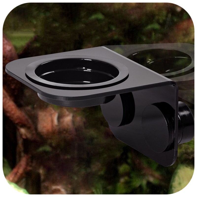 Terarijné magnetické krmítko s miskami 8 × 8 × 6,2 cm – čierne